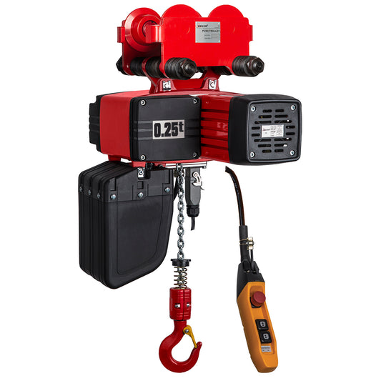 DELTA Electric chain hoist with push/electric trolley – 400V – 0.25 ton – double speed – 1 chain fall