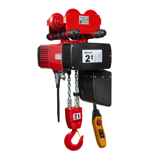DELTA Electric chain hoist with push/electric trolley – 400V – 2 ton – double speed – 1 chain fall