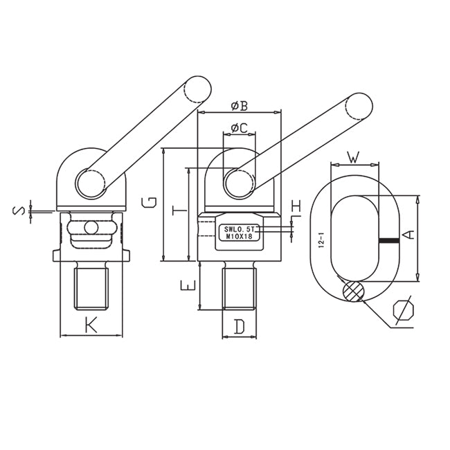 Swivel Lifting Eye Bolt with Ring Extra Long Thread