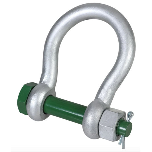 Green Pin Wide Mouth Grade 8 Bow Shackle with Safety Nut and Bolt Pin